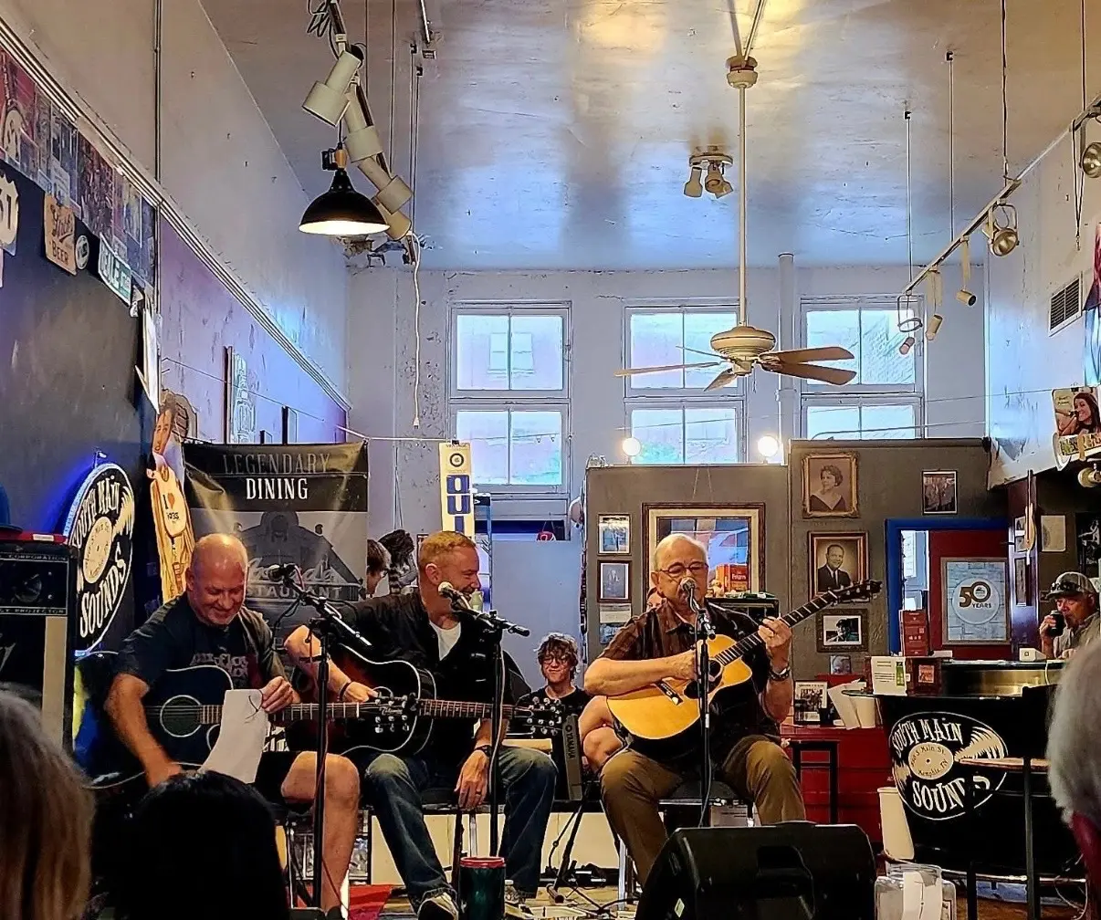 Dave Miller performing with band at a diner venue